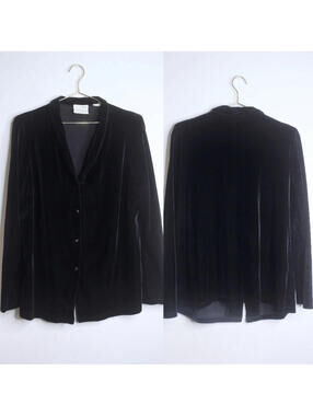 VTG Black Velvet Button Cardigan - Large